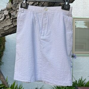 Lizsport Seersucker Lavender Stripe High-Waisted Cotton Skirt | Small